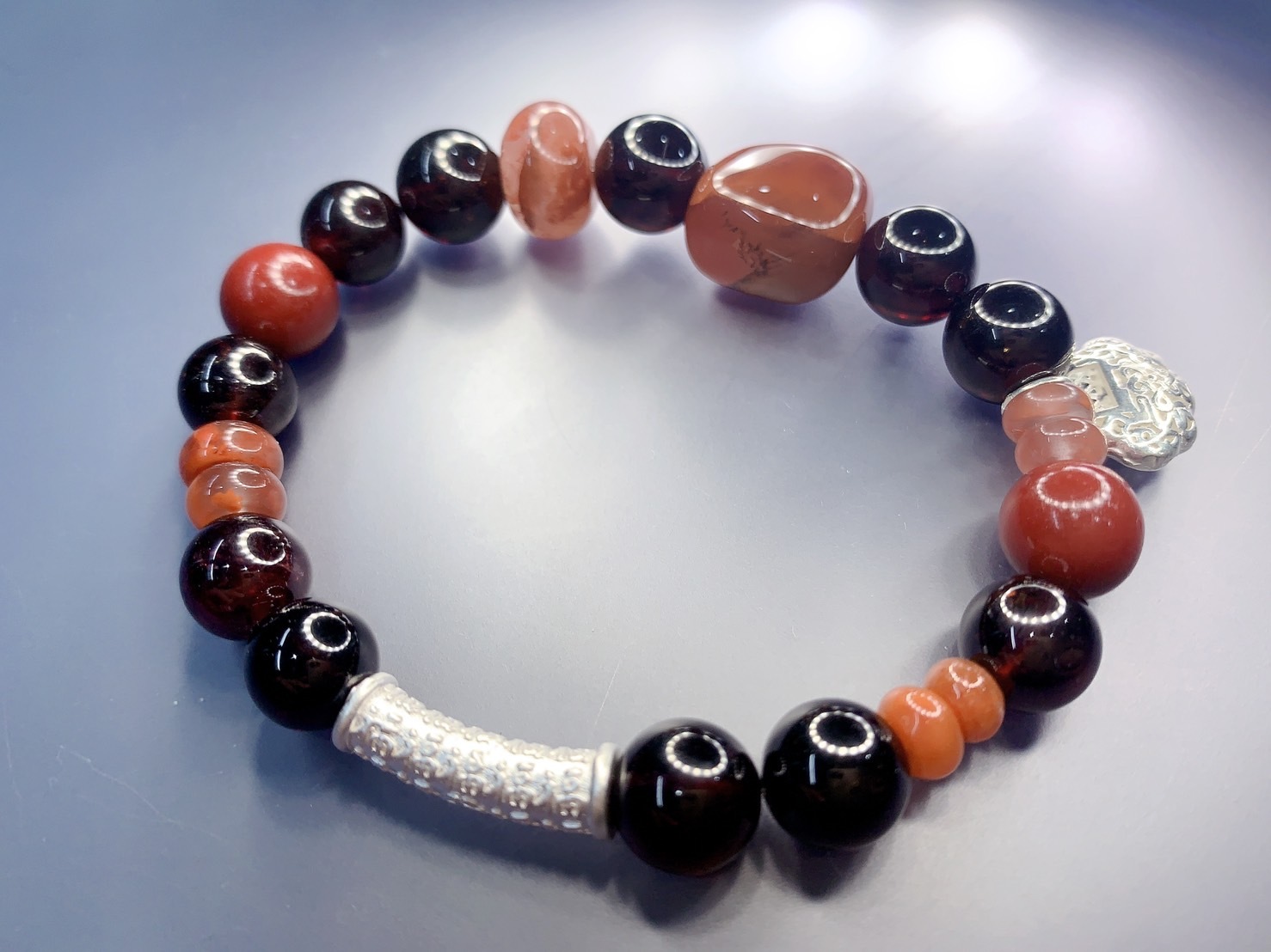 如意鎖丨滿堂富貴丨南紅瑪瑙和紅石榴石丨一月誕生石