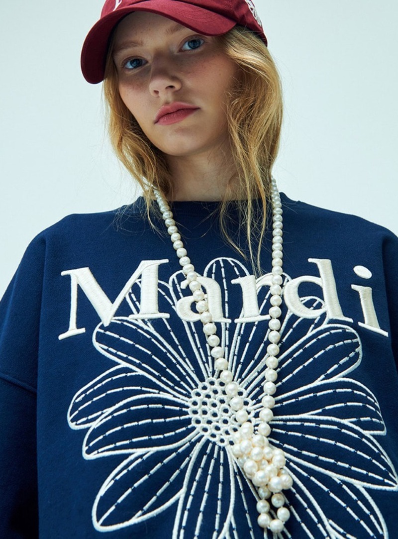 Mardi Mercredi Flowermardi Needlework Sweatshirt Navy C