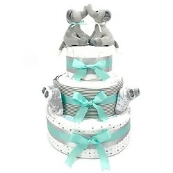 豪華5層Q版男孩大象尿片蛋糕