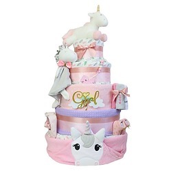豪華5層粉紅獨角獸尿片蛋糕