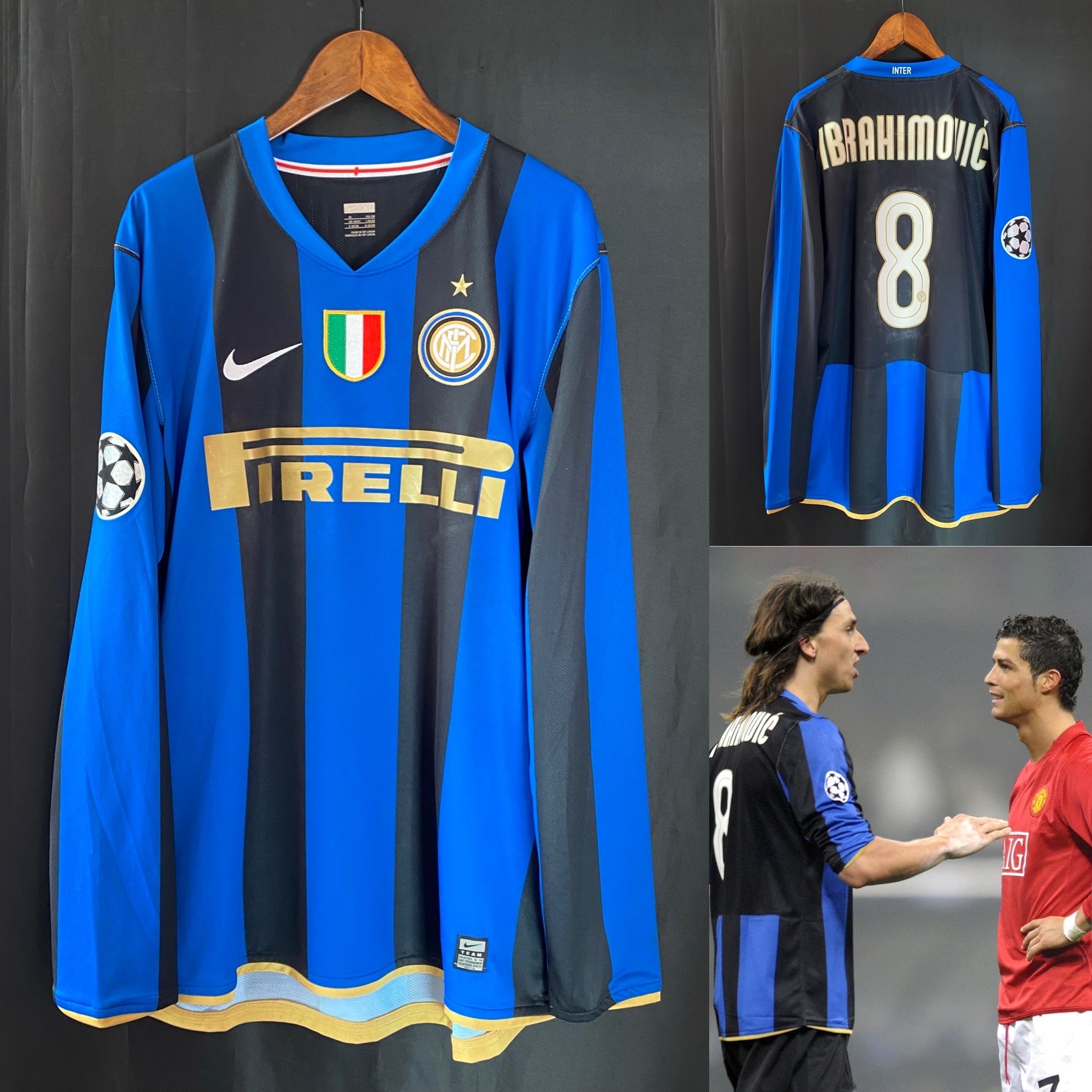 (Match Issue) Inter Milan 2008-2009 UEFA Champions Nike Hone Match Worn Issue Shirt #8 IBRAHIMOVIC