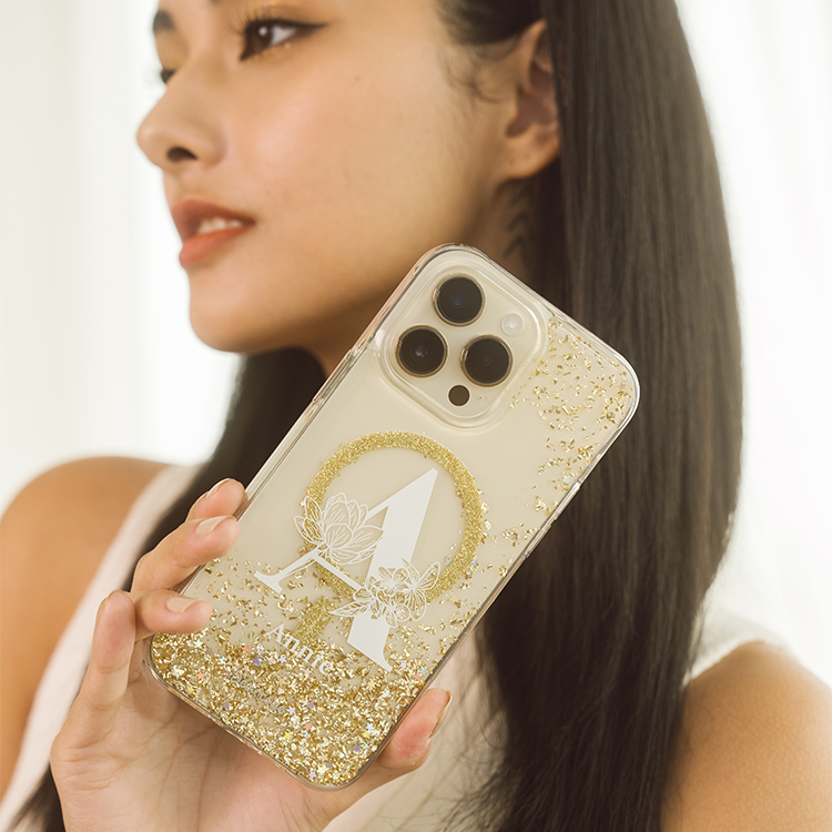 大字陪襯 香檳金貝拉殼 (MagSafe) - (訂製名字) iPhone客製化手機殼