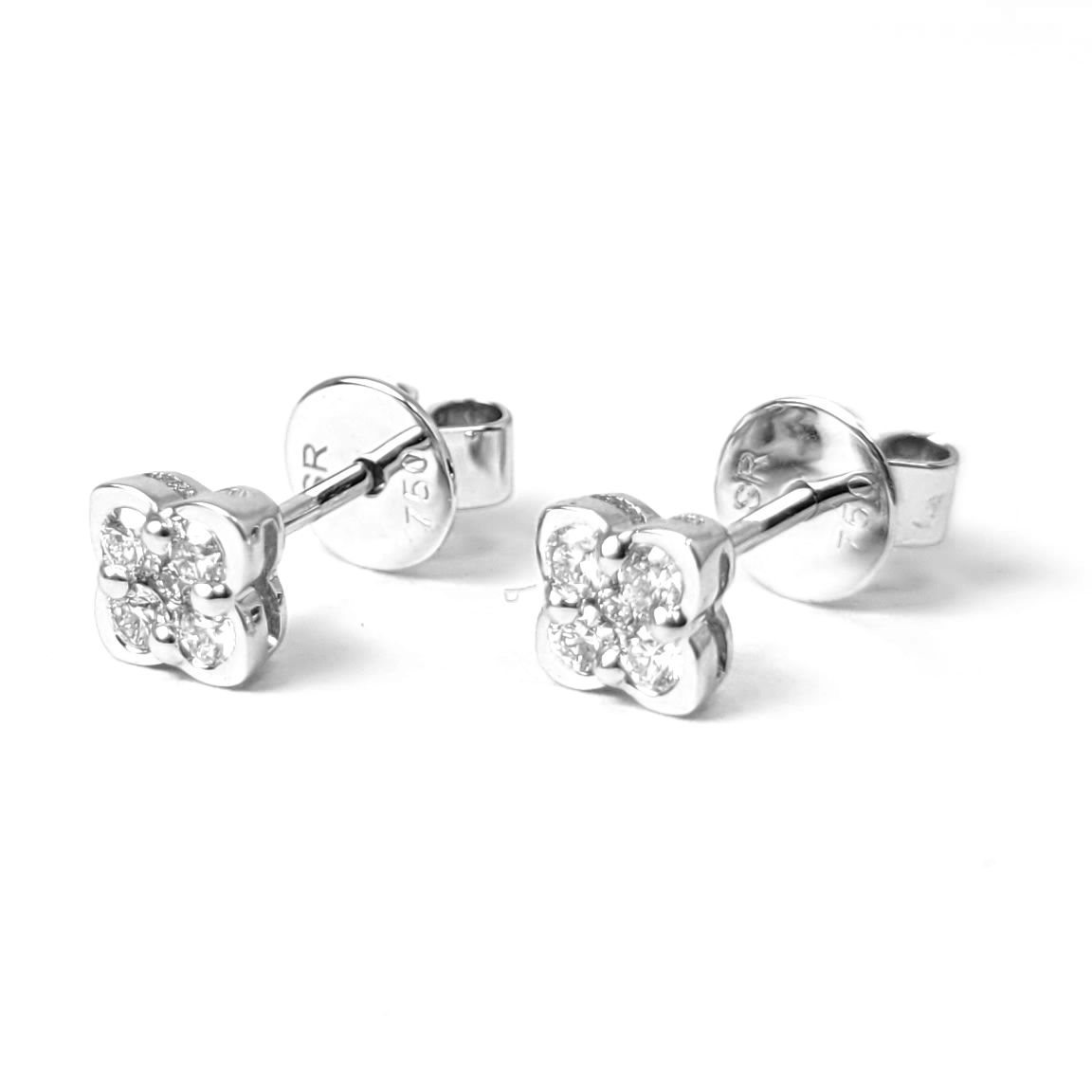 18K白金天然鑽石耳環