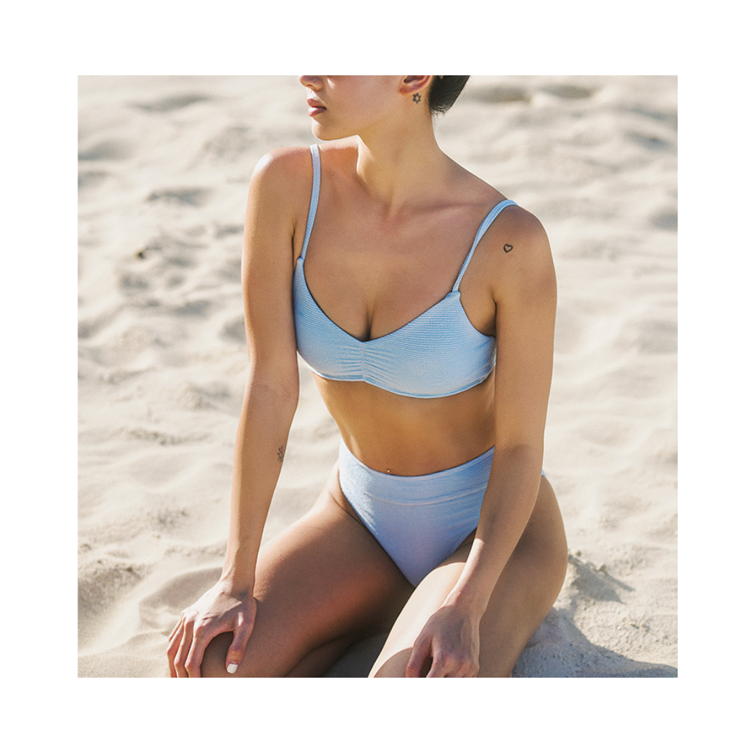 ▲Yukari Denis 馬卡龍舒適高腰運動款比基尼 [YB084] 天空藍
