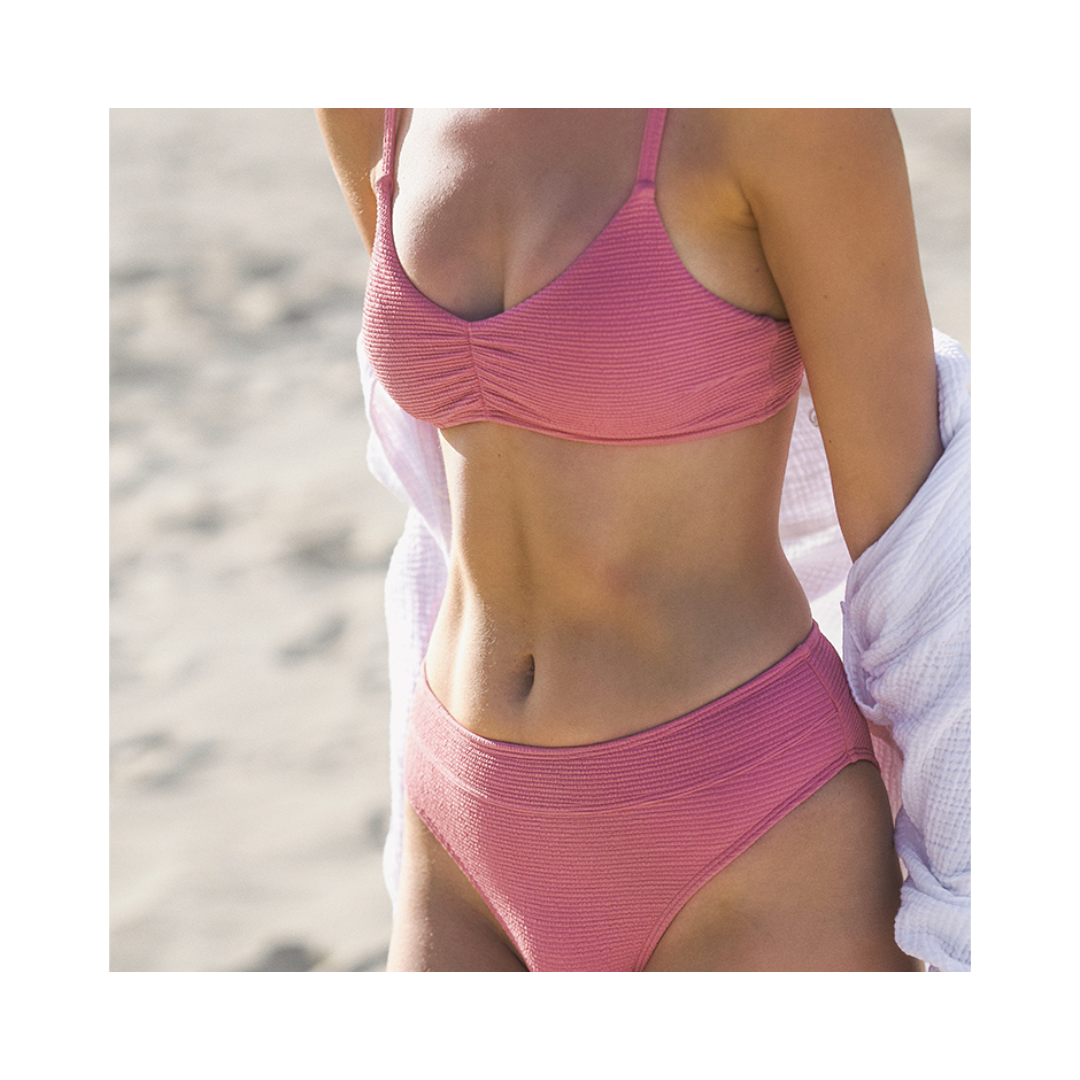 ▲Yukari Denis 馬卡龍舒適高腰運動款比基尼 [YB084] 豆沙粉