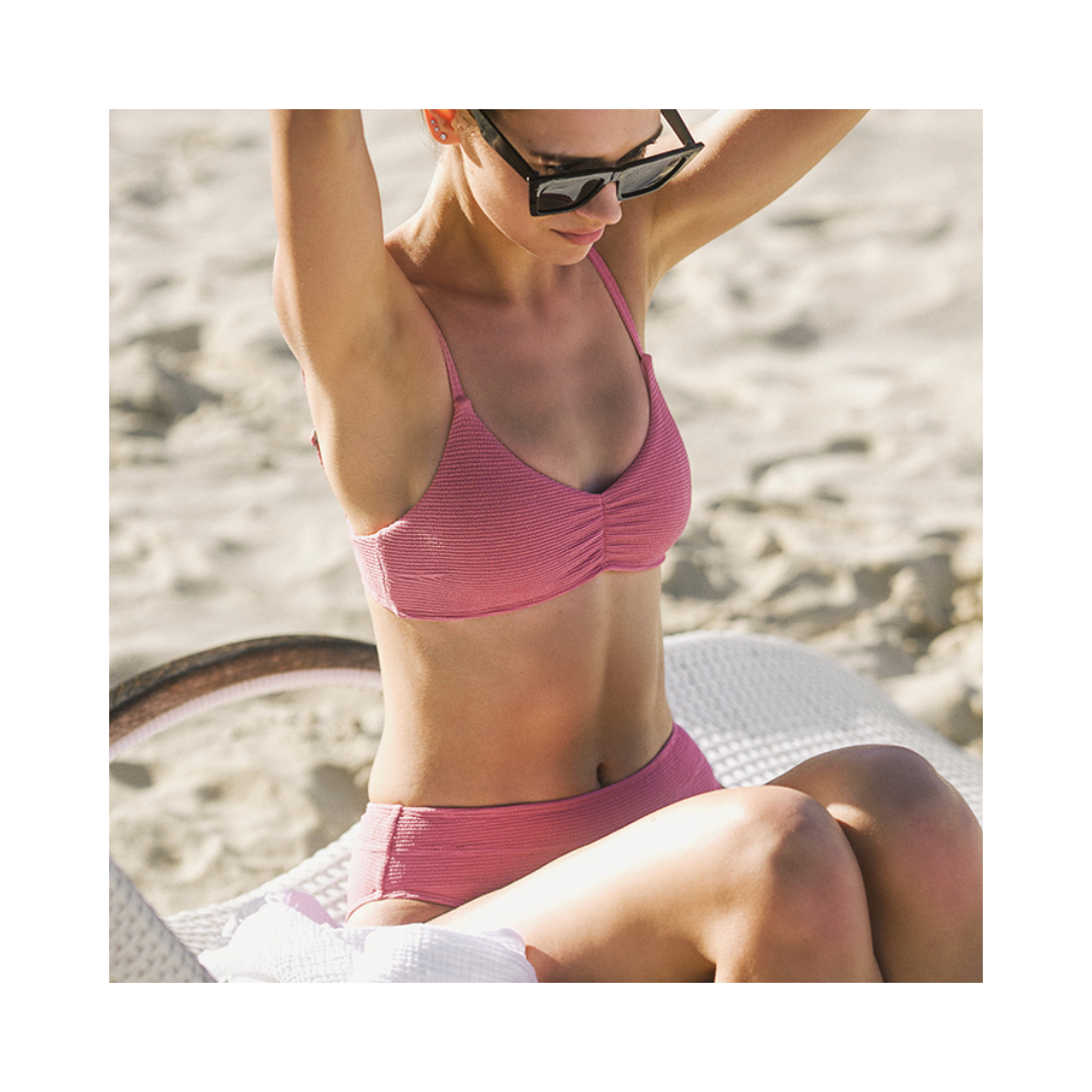 ▲Yukari Denis 馬卡龍舒適高腰運動款比基尼 [YB084] 豆沙粉