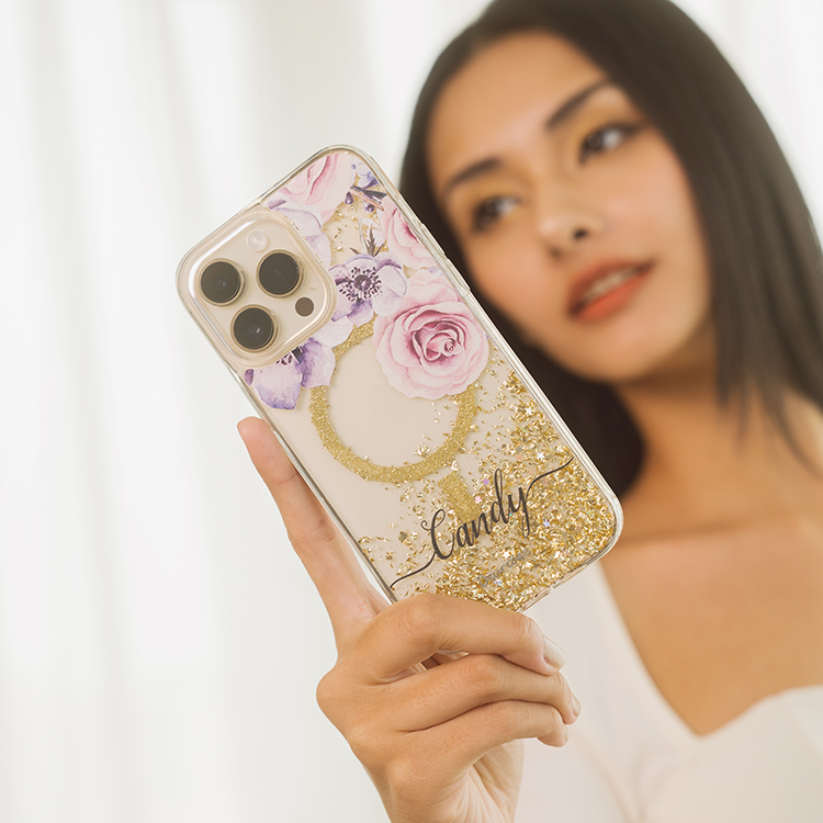 古典玫瑰 香檳金貝拉殼 (MagSafe) - (訂製名字) iPhone客製化手機殼