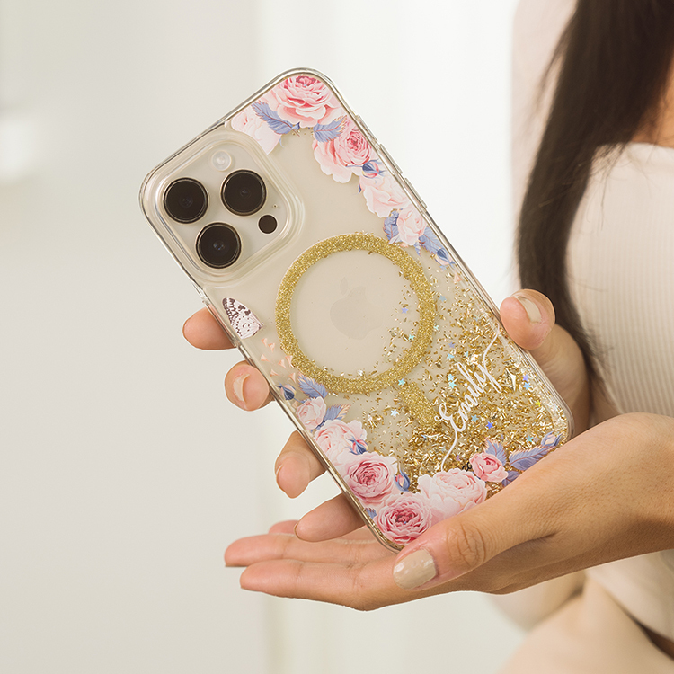 婚禮玫瑰 香檳金貝拉殼 (MagSafe) - (訂製名字) iPhone客製化手機殼