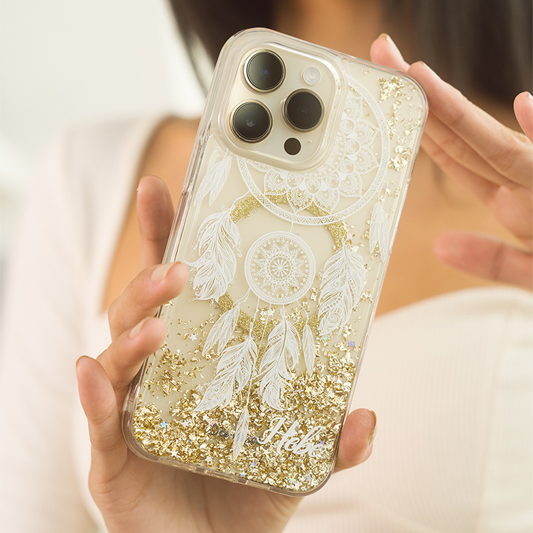 白捕夢網 香檳金貝拉殼 (MagSafe) - (訂製名字) iPhone客製化手機殼