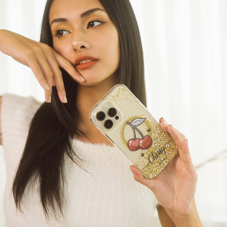 可愛小櫻 香檳金貝拉殼 (MagSafe) - (訂製名字) iPhone客製化手機殼