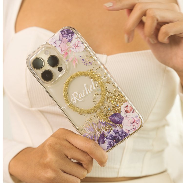 紫色叢林 香檳金貝拉殼 (MagSafe) - (訂製名字) iPhone客製化手機殼