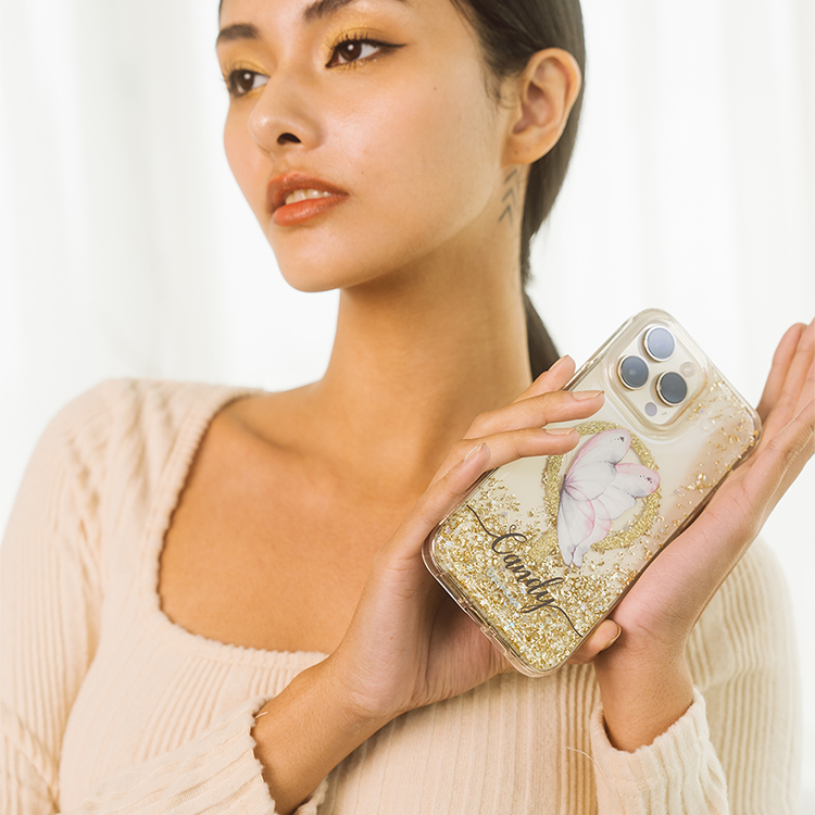 夢幻蝴蝶 香檳金貝拉殼 (MagSafe) - (訂製名字) iPhone客製化手機殼