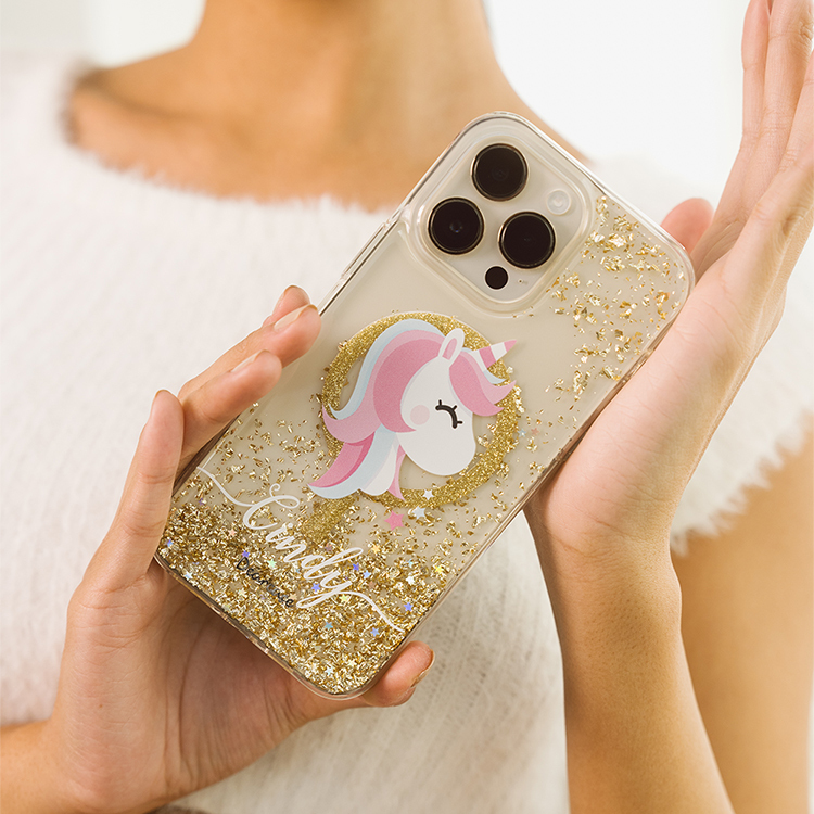 夢幻獨角獸 香檳金貝拉殼 (MagSafe) - (訂製名字) iPhone客製化手機殼