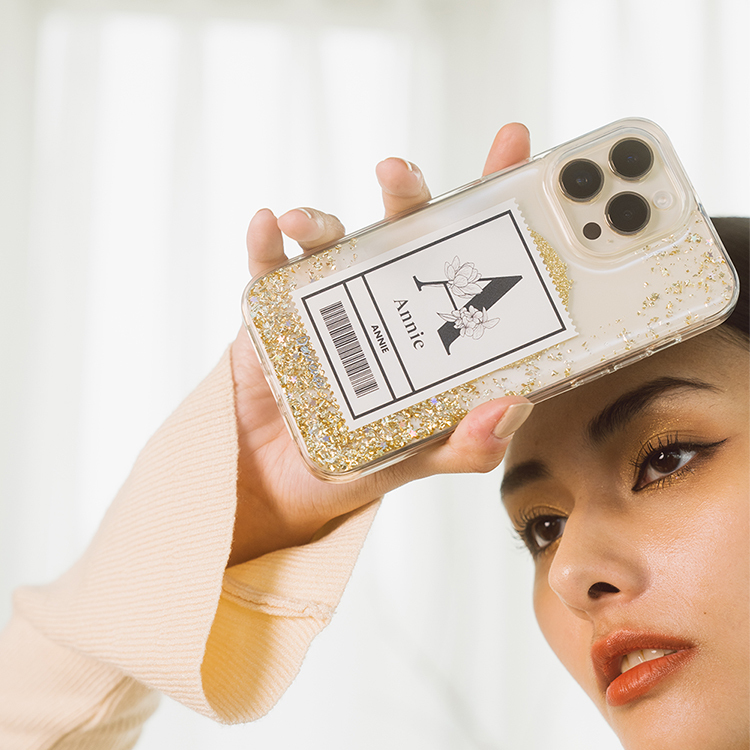 大字條碼 香檳金貝拉殼 (MagSafe) - (訂製名字) iPhone客製化手機殼