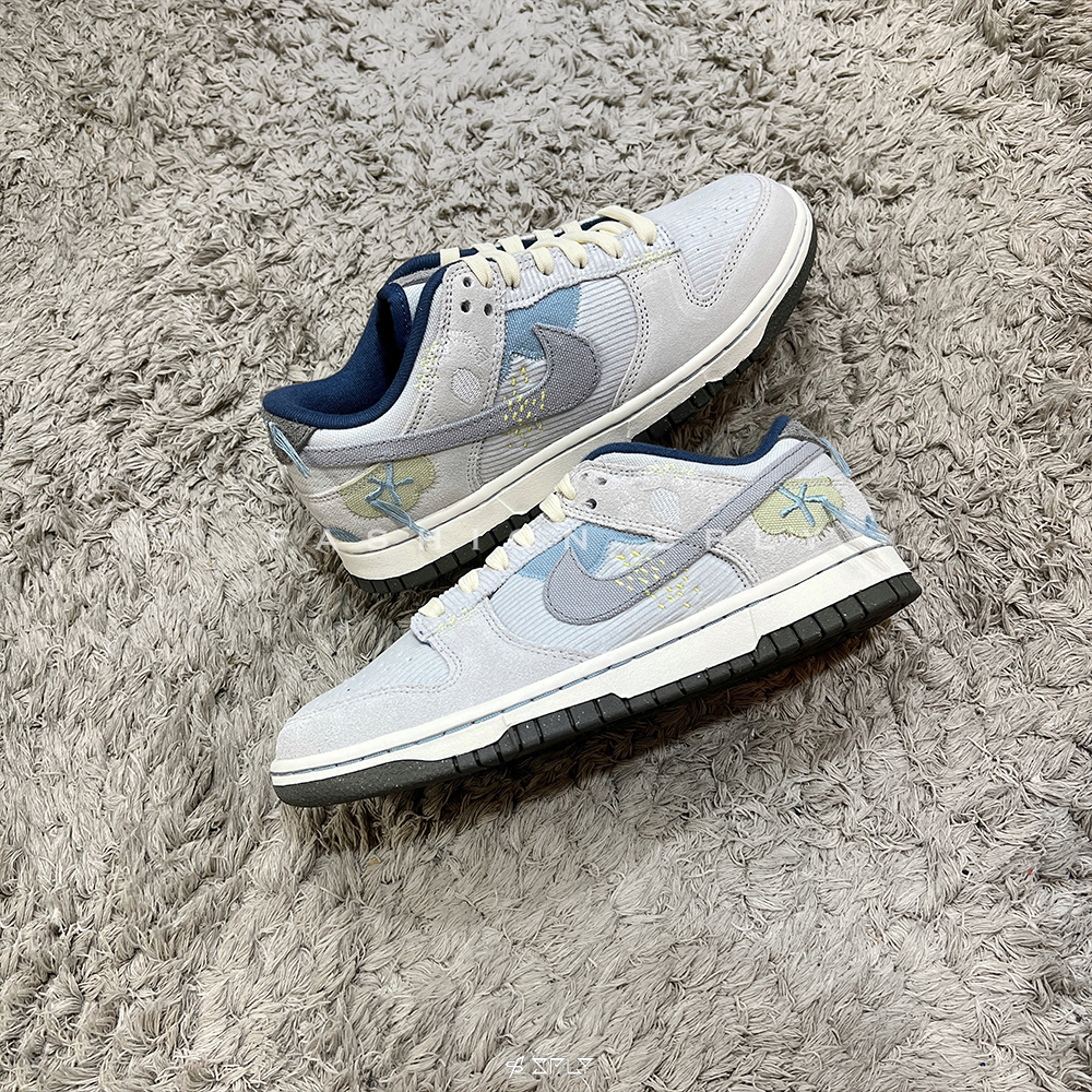 Nike Dunk Low Bright Side 燈心絨 拼接 灰藍 DQ5076-001