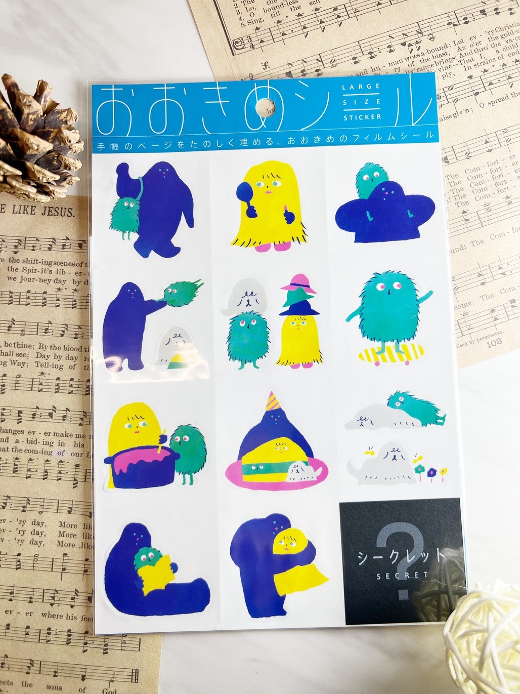 日本KING JIM．HITOTOK手帳大張貼紙 怪獸