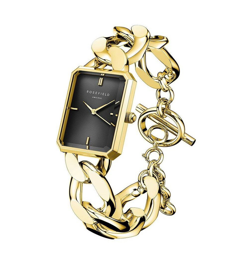 萬年鐘錶 -  【ROSEFIELD】  阿姆斯特丹設計師品牌 The Octagon 系列 時尚簡約長方形手鍊式錶帶女錶 SBGSG-O57 錶徑19.5MM
