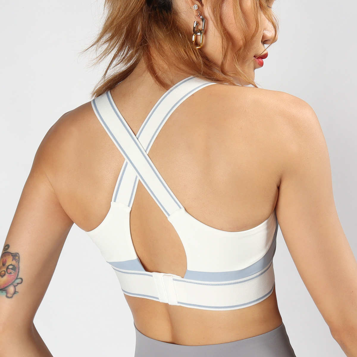 高強度雙色交叉美背背扣瑜珈/運動/機能內衣【固定罩杯】*