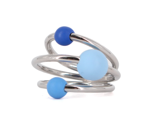 【Swatch】三環藍珠戒指 JRS034-6 現代鐘錶