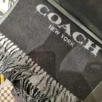[S] COACH 76053 BI-COLOR LOGO SCARF,BLACK/GREY, 193971947341 (SCO340)