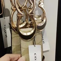 [S] COACH 25 KSS C SIGNATURE PVC BELT,GOLD/KHAKI SADDLE, CA516-IM/BDX (SCO342)