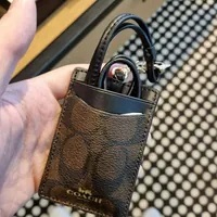 [S] COACH 63274 SIGNATURE PVC LANYARD ID,IM/BROWN BLACK, 888067697919 (SCO346)