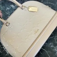 [S] COACH F55449 SIGNATURE DEBOSSED PATENT LEATHER SATCHEL (FINAL SALE),PLATINUM, 889532645213 (SCO368)
