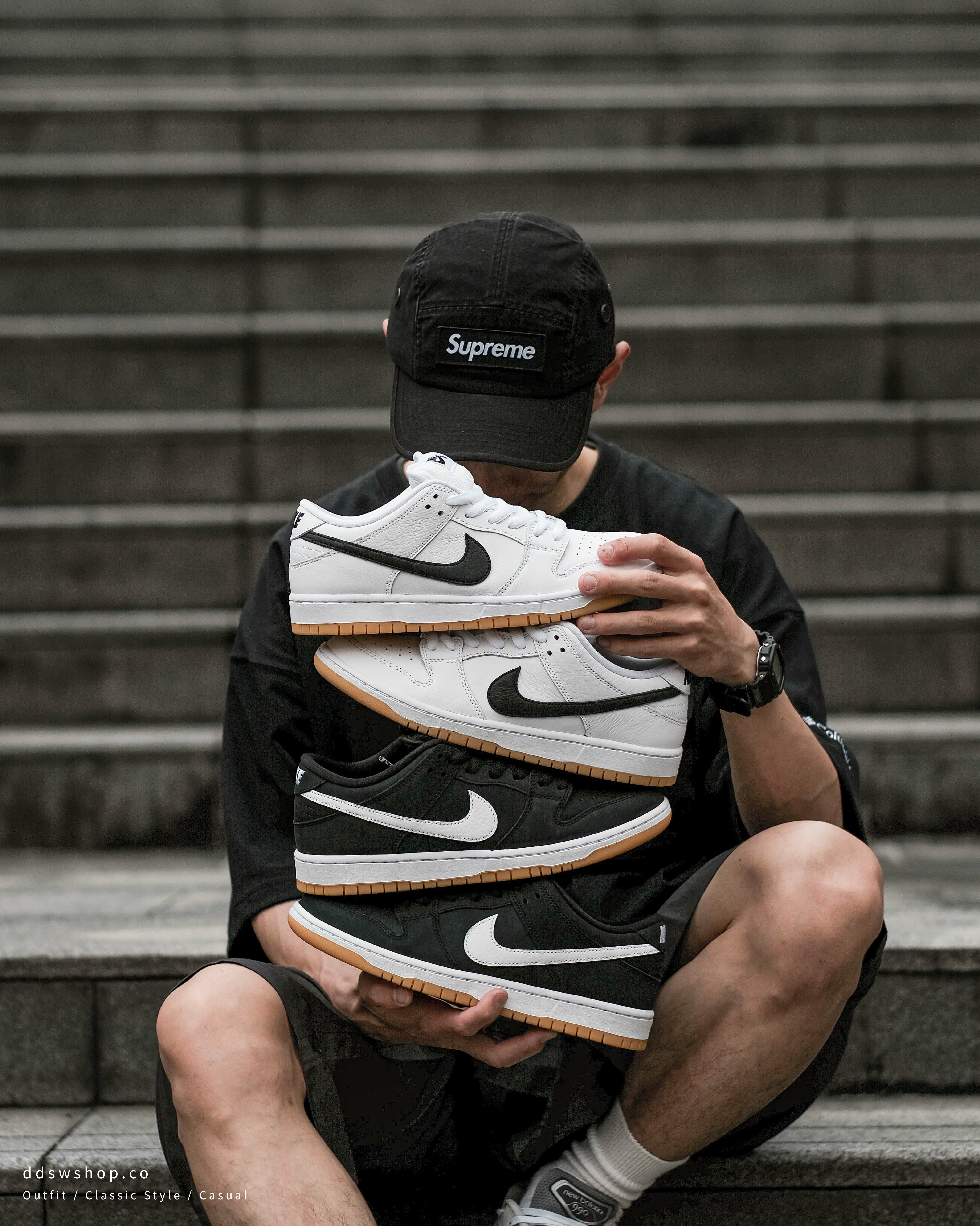 Nike SB Dunk Low 'White/Black Gum' 黑白熊貓焦糖底白色黑色