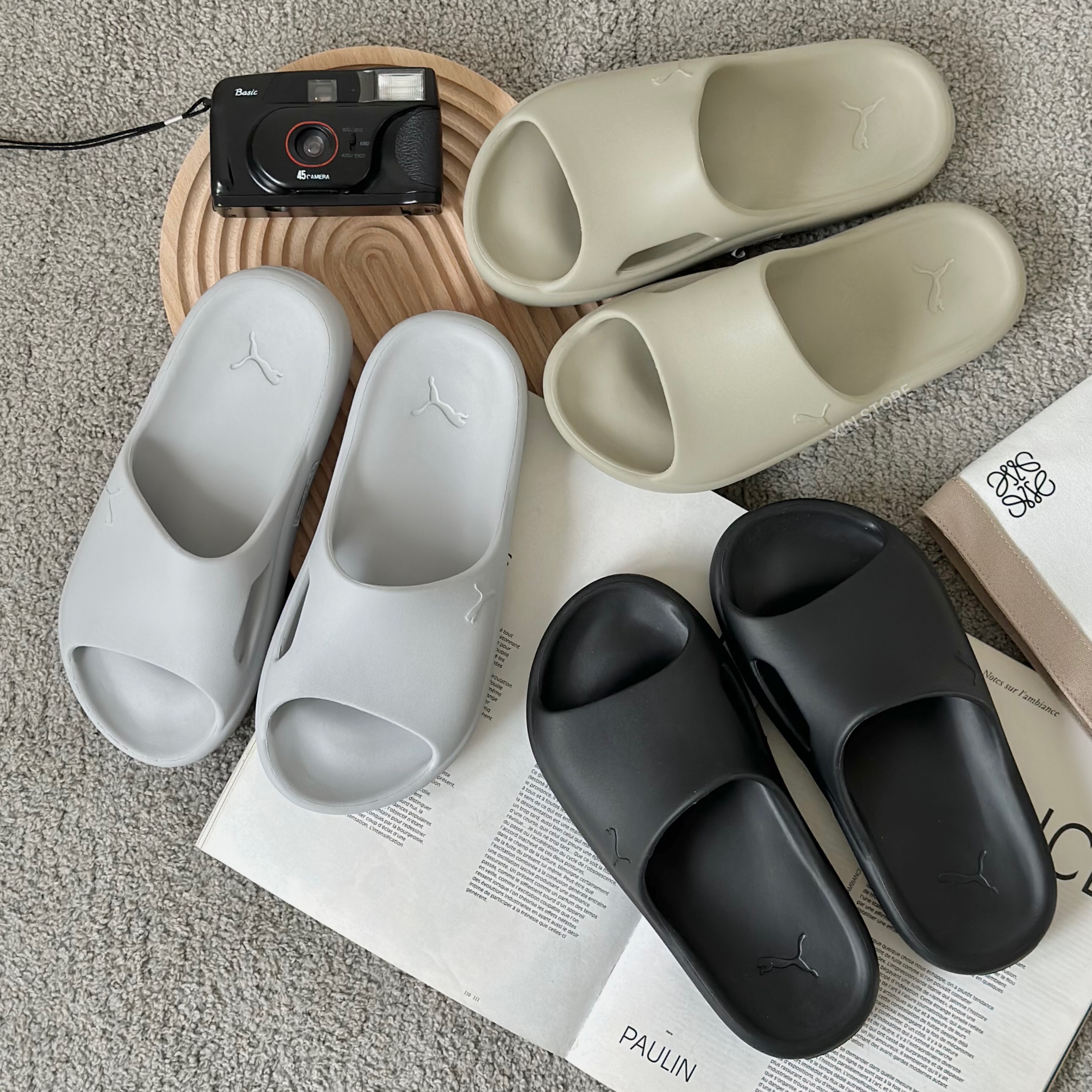 【現貨】Puma Shibui Cat 防水 淋浴 玩水 踩屎感 軟底 運動 拖鞋 黑 白 奶茶 灰 奶綠 可可 酪梨綠