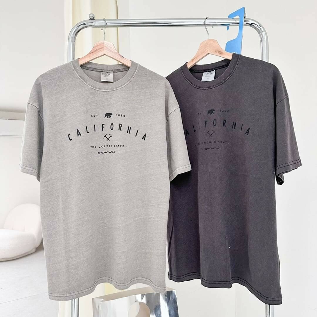 #80257 California 熊剪影水洗短T