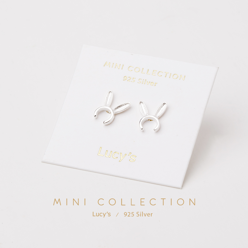 *925純銀〔輕銀系列〕兔耳圈 耳環 (106675)