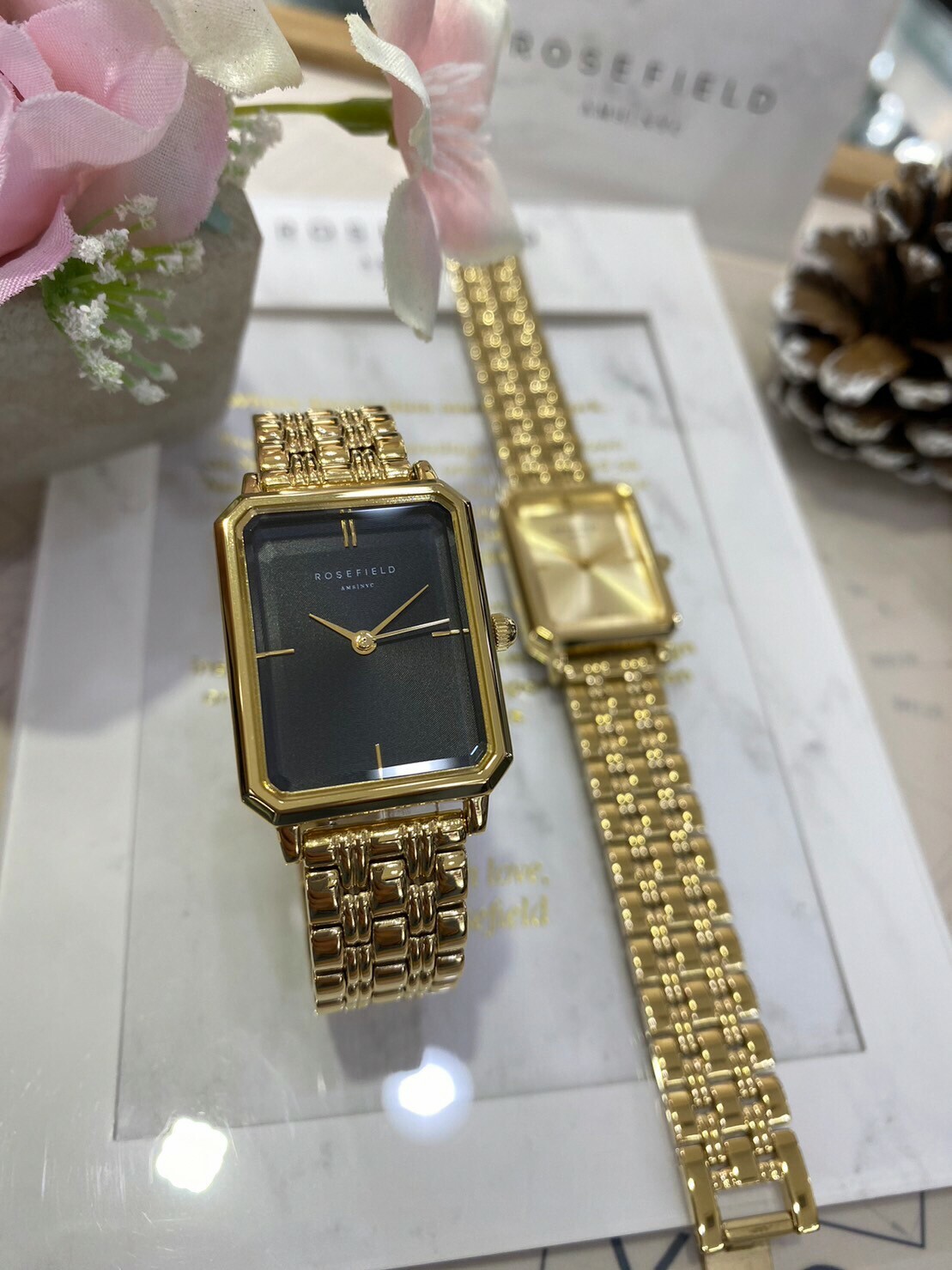 【ROSEFIELD】方形不鏽鋼腕錶 OCGSG-O65(金) / OBSSG-O47(黑金)  23mm 現代鐘錶