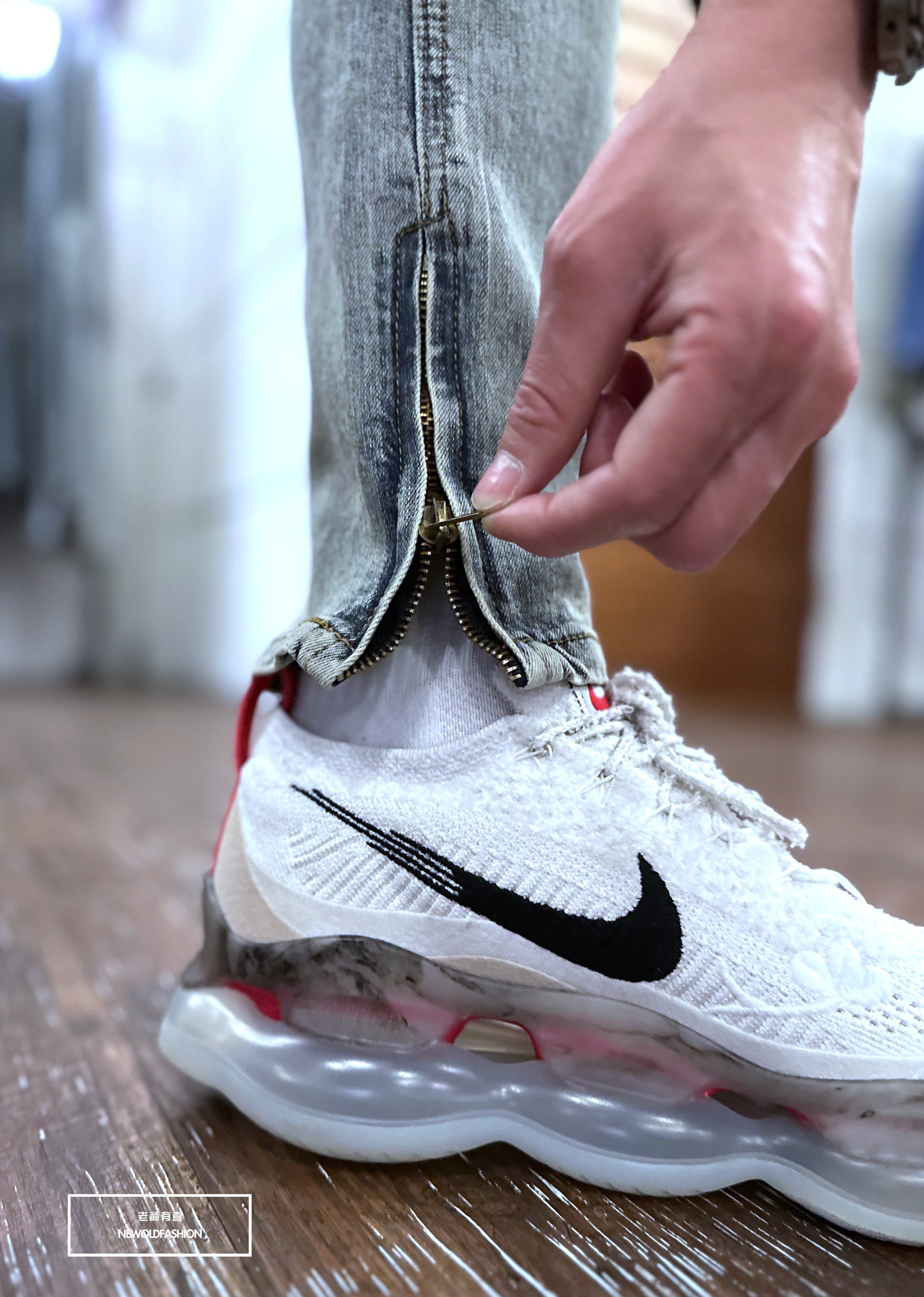 『新品上市』重磅縫線補丁側拉鍊小直筒牛仔褲(NOF23043115)