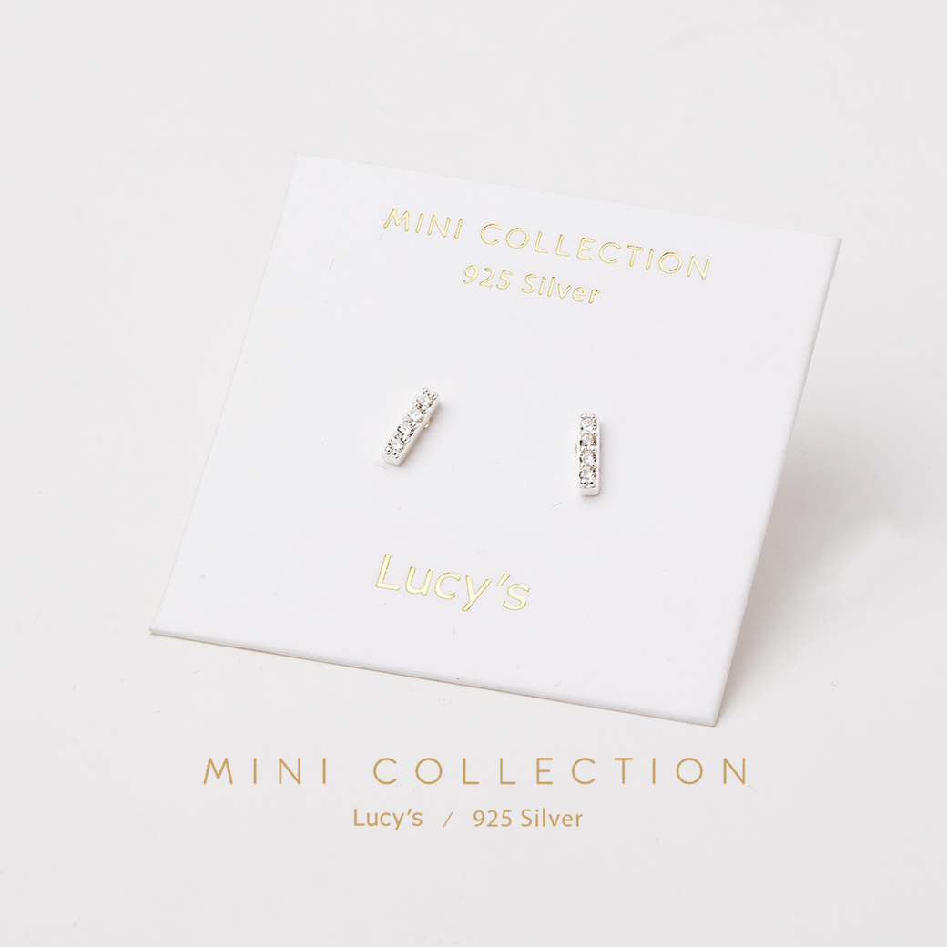 *925純銀〔輕銀系列〕細排鑽 耳環 (106894)