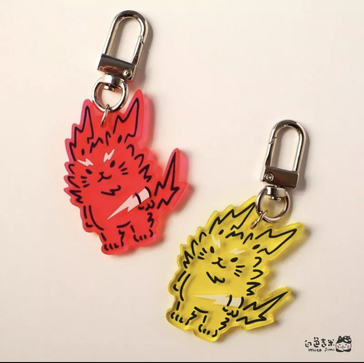 White Jimi - Lightning Cat Key Ring