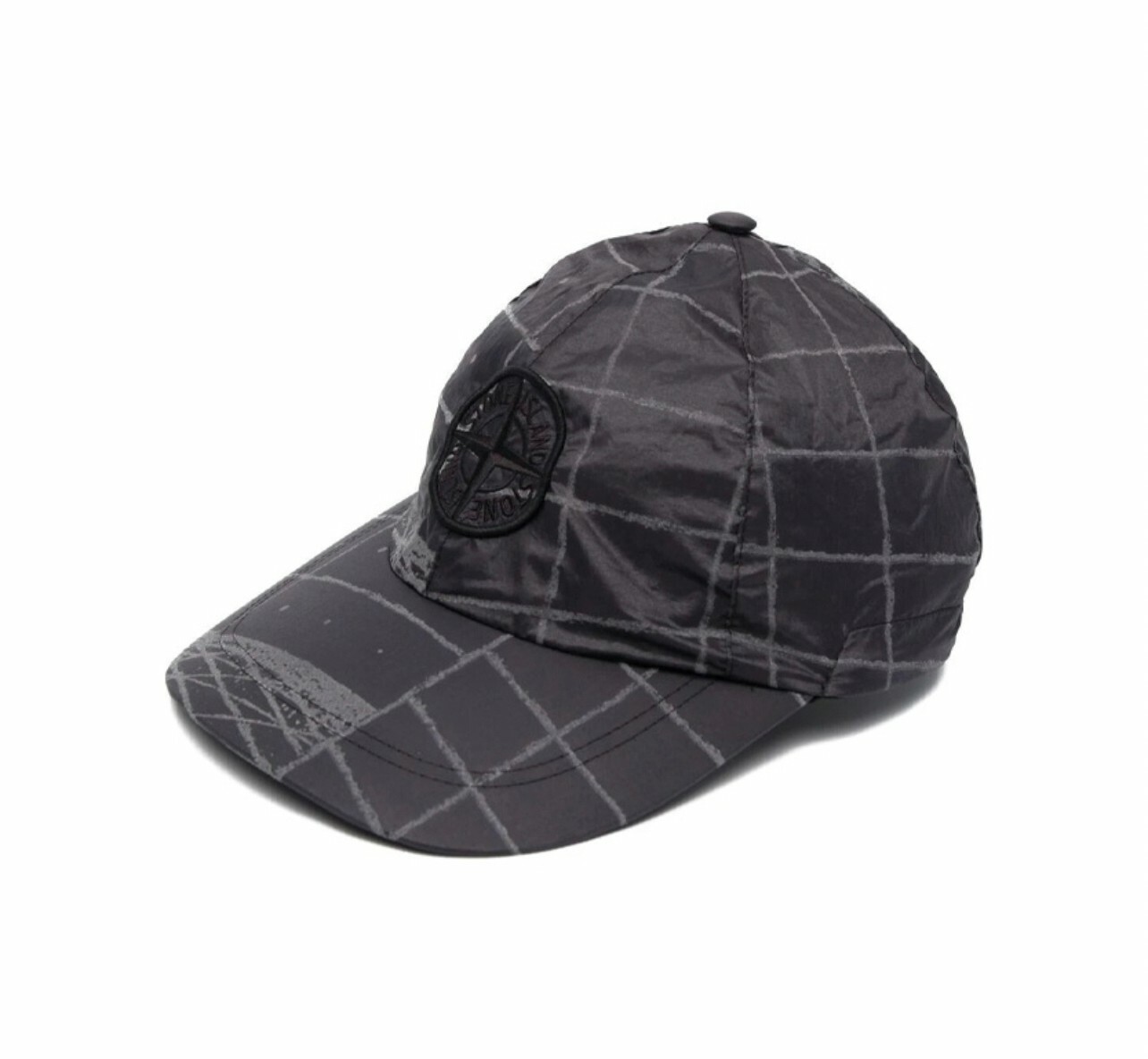 代購 STONE ISLAND 格紋LOGO貼花 棒球帽 男女同款 灰 APR-