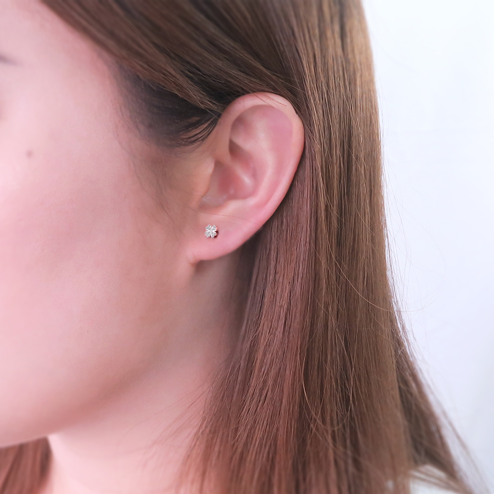 晨露 幸運草小鑽 925純銀 針式耳環