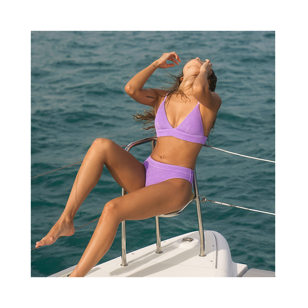 ▲Yukari Cindy 環保運動型高腰比基尼 [YB080] 薰衣草紫