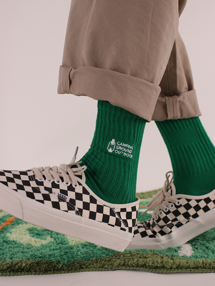 【SCSU081】營地煤油燈刺繡粗線長襪