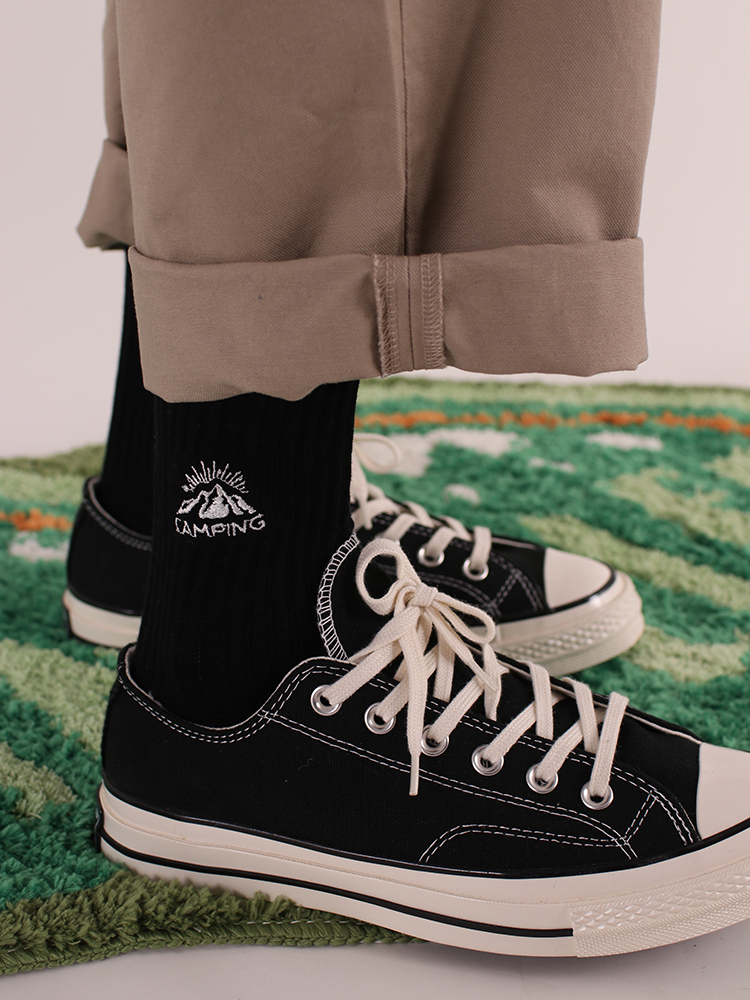 【SCSU082】Camping山脈刺繡粗線長襪