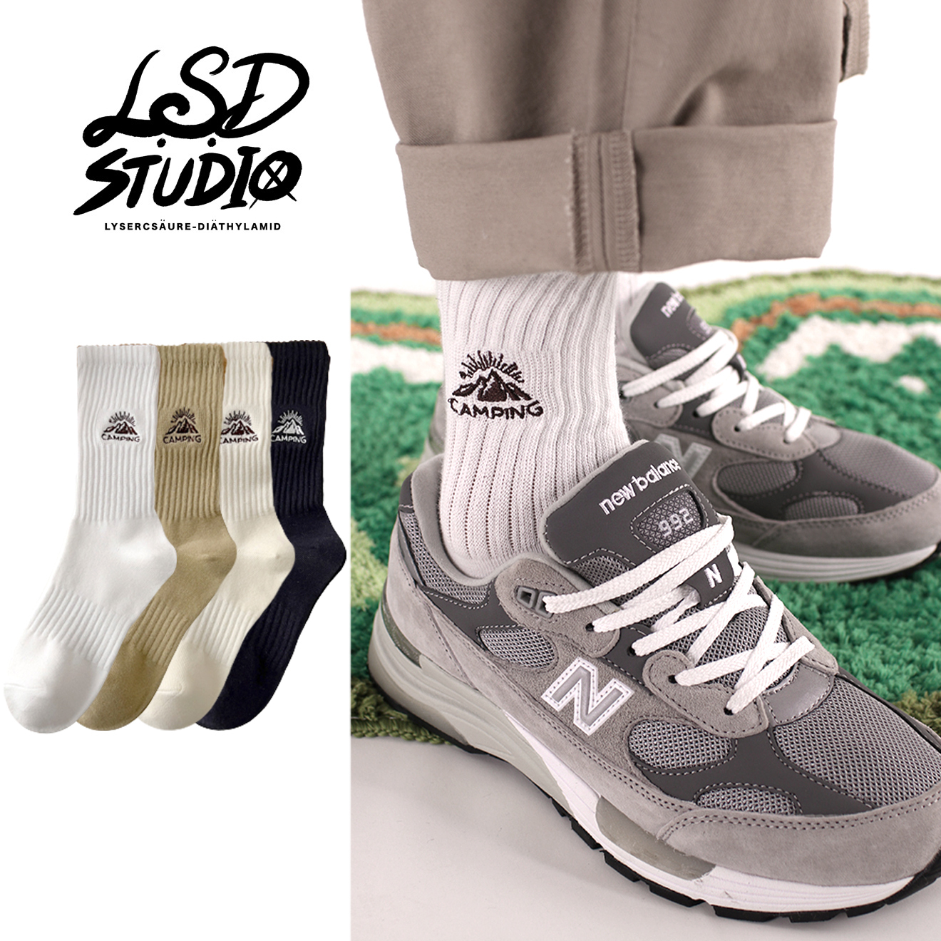 【SCSU082】Camping山脈刺繡粗線長襪