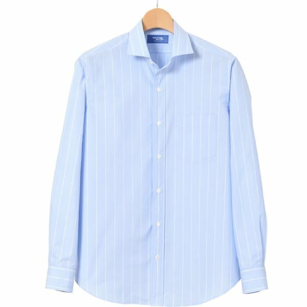 Kamakura Spread Collar Untucked Cotton Light Blue