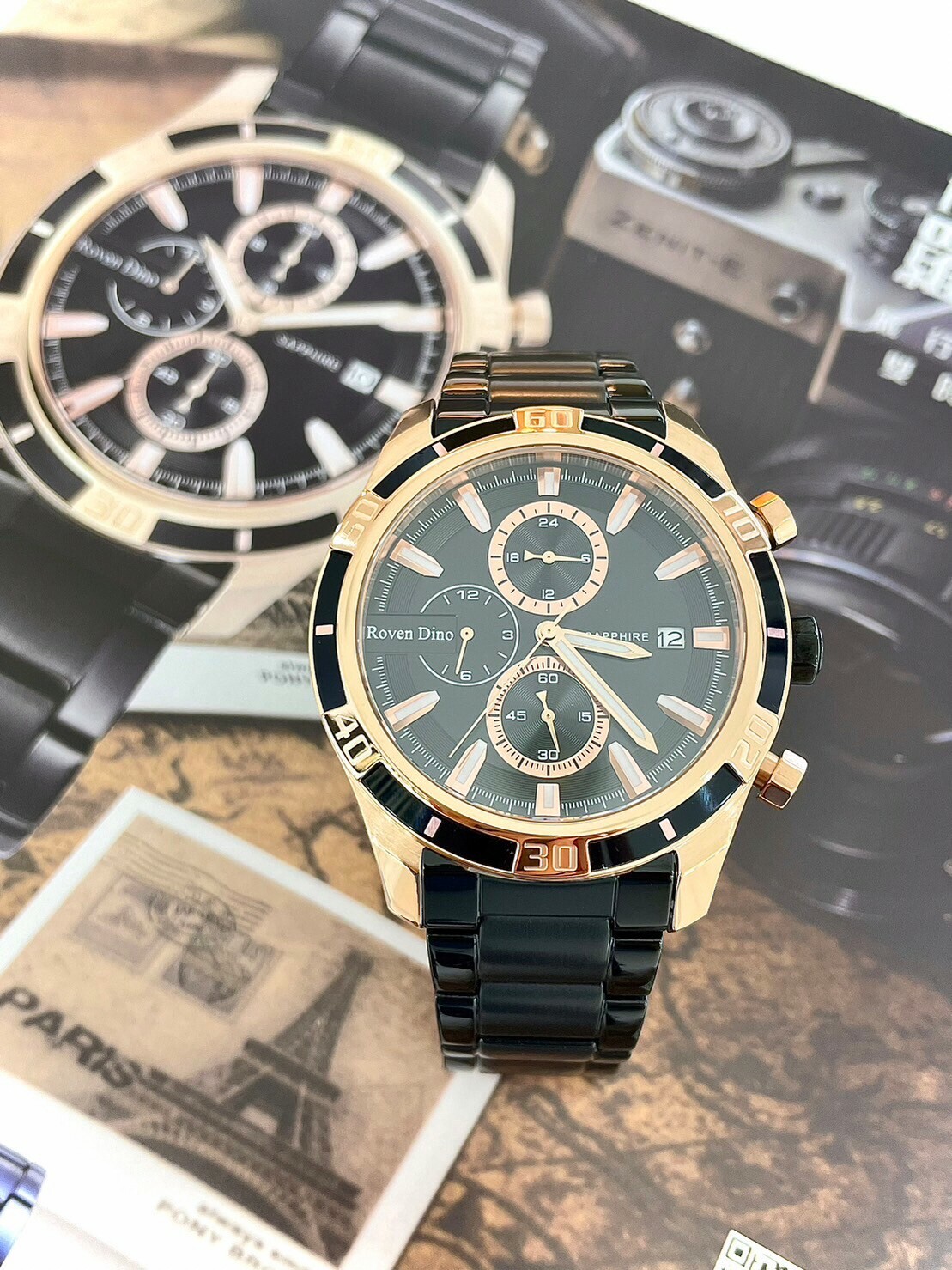 【Roven Dino羅梵迪諾】登峰造極雙時區腕錶 RD6098BRG 44mm 現代鐘錶