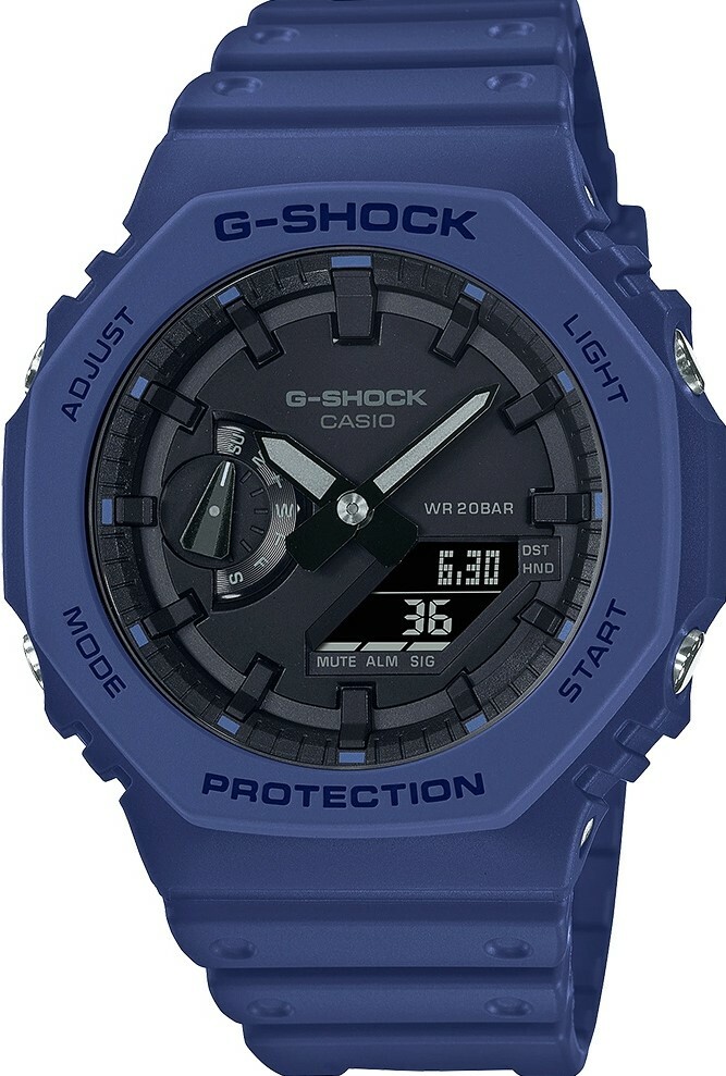 萬年鐘錶 - G-SHOCK  藍色款八角錶殼電子錶   GA-2100-2A  錶徑 : 48.5 mm