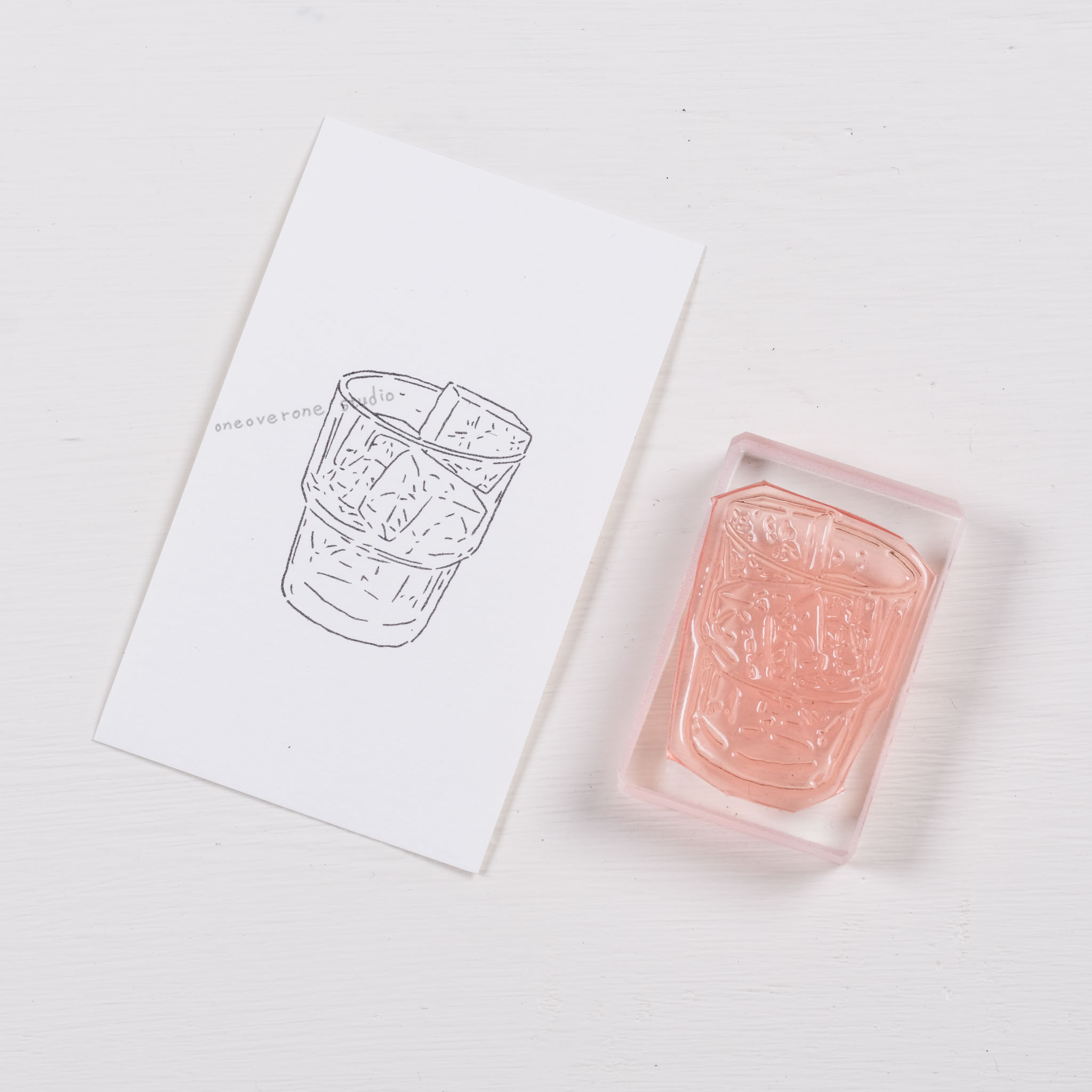 只有冰塊的水杯  膠版印章 /一分之一工作室/TAIWAN