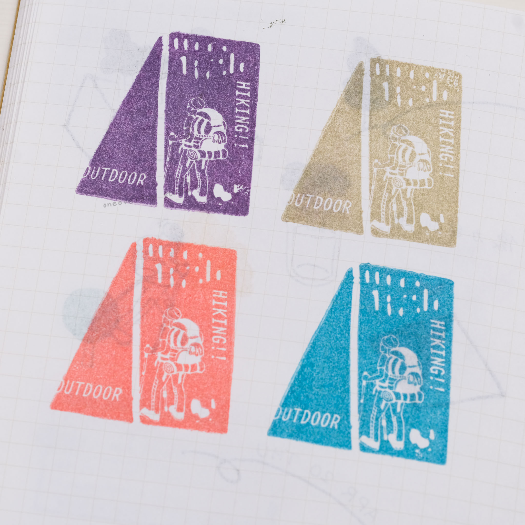 Let's go hiking  膠版印章 /一分之一工作室/TAIWAN