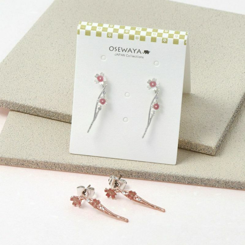 [日本制] 櫻花樹枝耳環