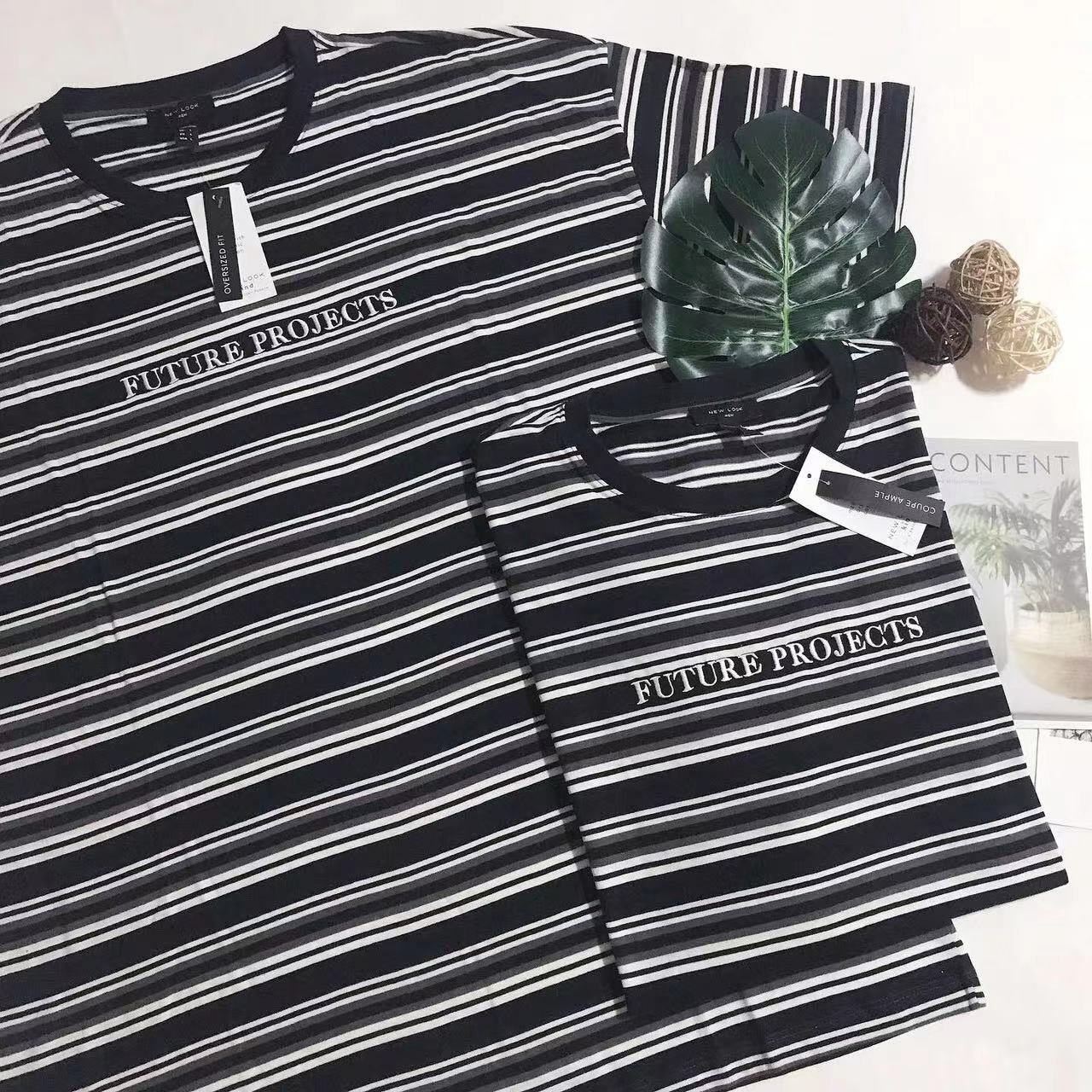 NEW LOOK STRIPE LOGO TEE