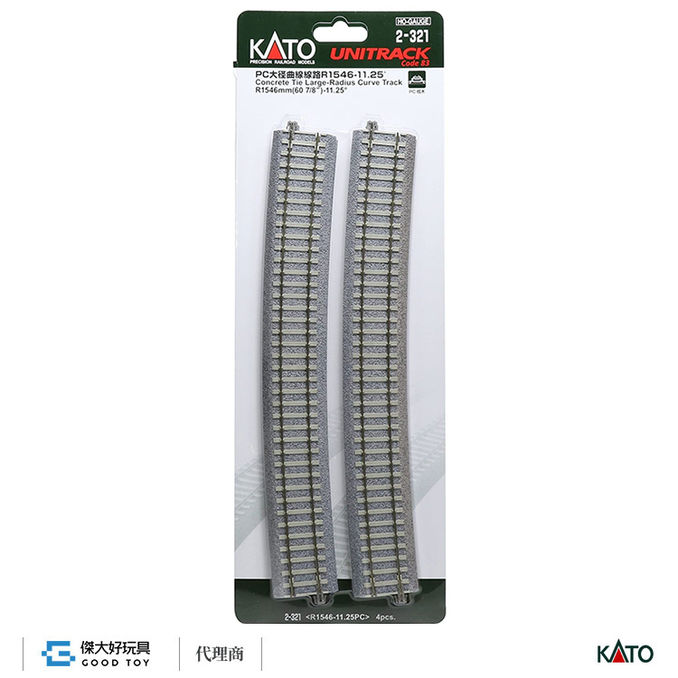 KATO 2-321 (HO) PC大徑曲線線路 R1546mm-11.25°(4入)