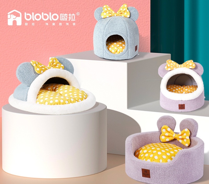 限量！！啵啦 蓝色米奇耳朵领结圆窝 46*31cm